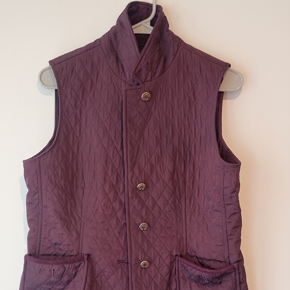 Talbots Petites Quilted Berry Vest size S two pockets